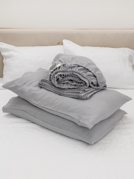 Moonlit Grey 100% Flax Linen Sheet Sets