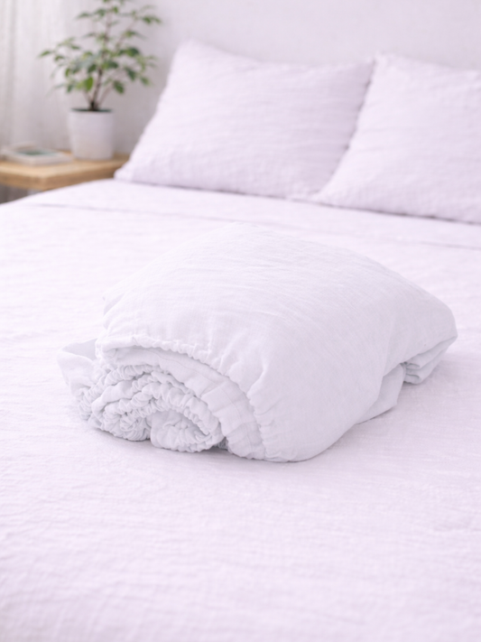 Magnolia White 100% Flax Linen Deep Pocket Sheet Set