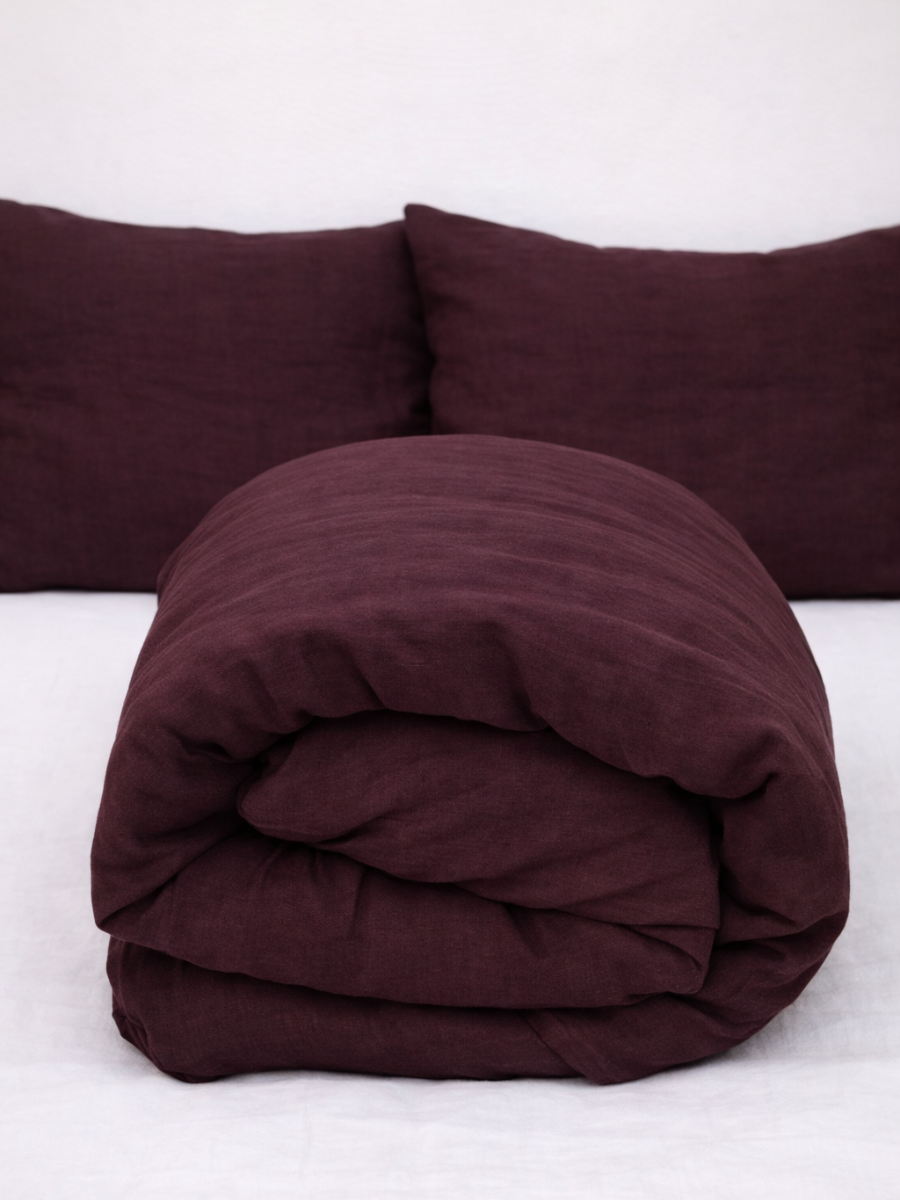 Elderberry Purple 100% Flax Linen Duvet Cover Set