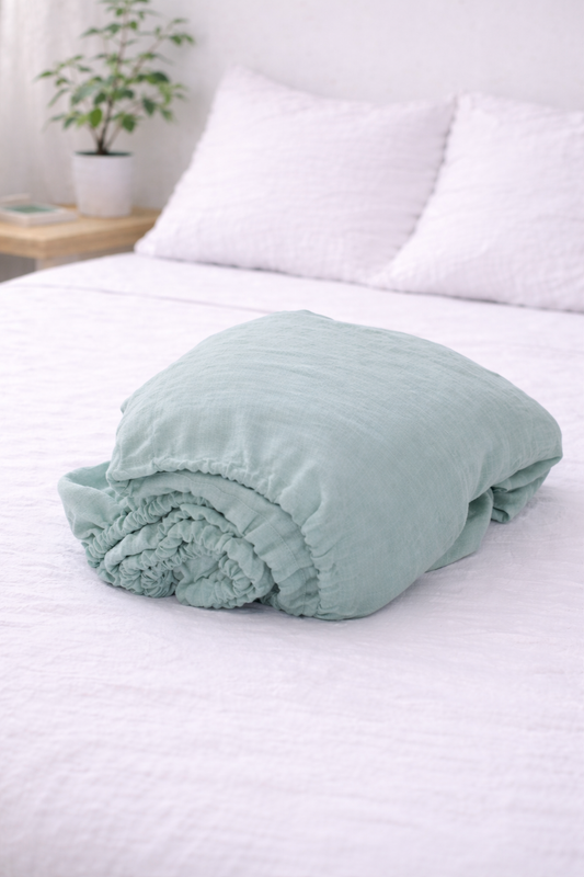 Willow Green 100% Flax Linen Deep Pocket Sheet Set