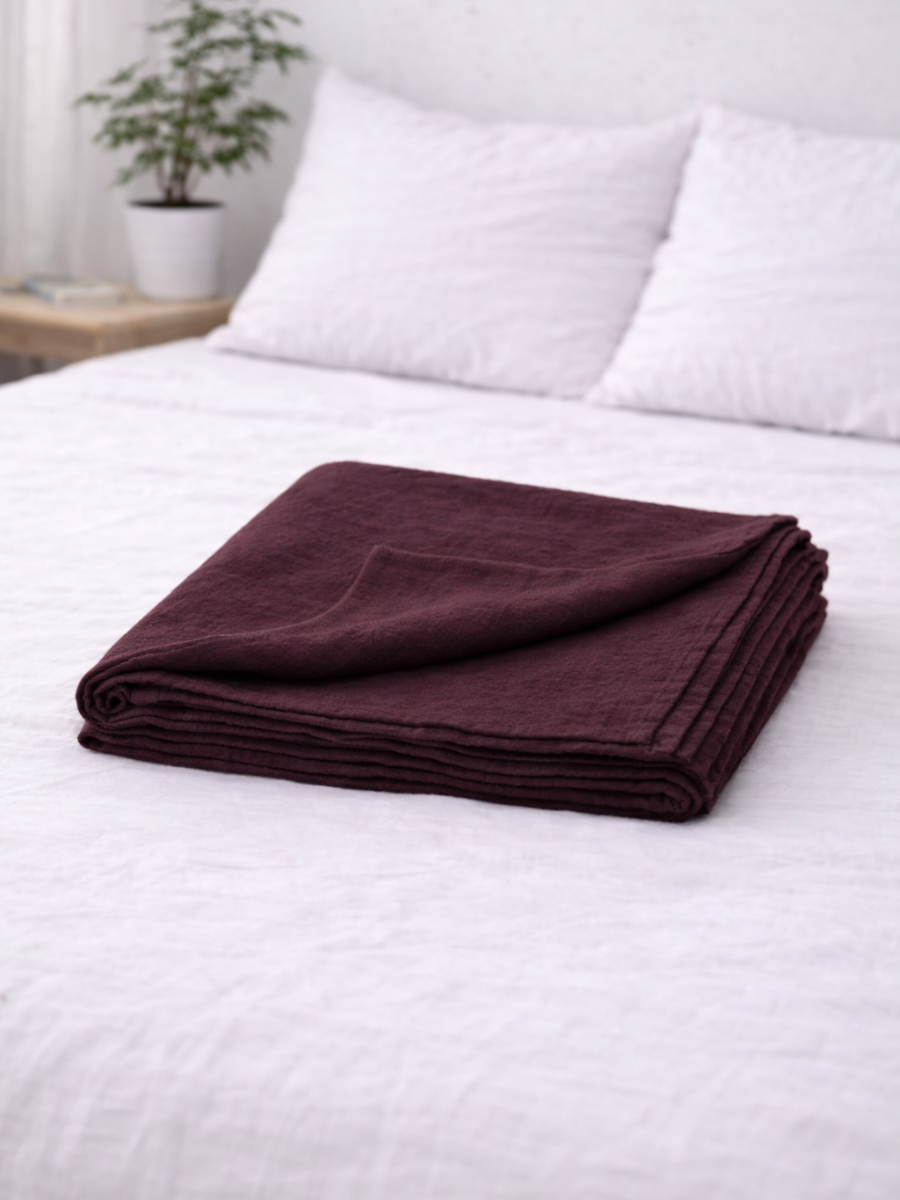 Elderberry Purple 100% Flax Linen Flat Cover Sheet