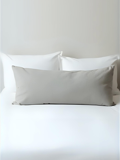100% flax linen Moonlit Grey body pillowcase with coconut shell button closure – OEKO-TEX Standard 100, luxe accent