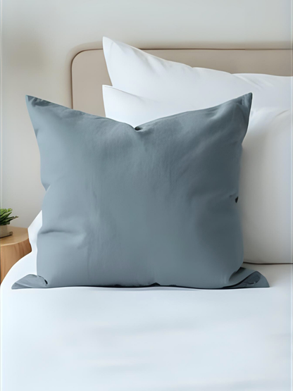 100% flax linen Baltic Blue Euro square pillowcase with coconut shell button closure – OEKO-TEX Standard 100, plush & heirloom