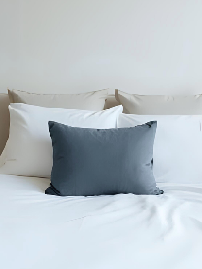 100% flax linen Baltic Blue small boudoir pillow with zipper closure – OEKO-TEX Standard 100, luxe accent