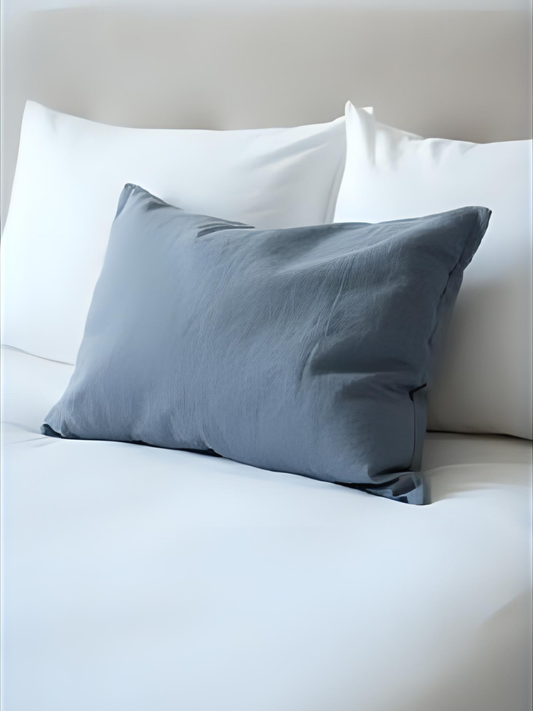 100% flax linen Baltic Blue standard pillowcase with zipper – OEKO-TEX Standard 100, long & supportive