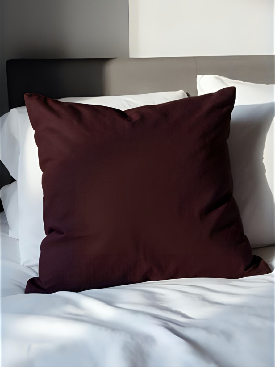 100% flax linen Elderberry Purple Euro square pillow with zipper – OEKO-TEX Standard 100, plush & refined