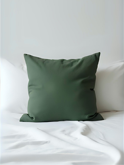 100% flax linen Forest Green Euro square pillow with zipper – OEKO-TEX Standard 100, plush & refined