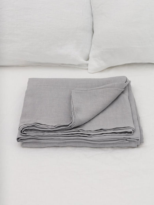 100% flax linen Moonlit Grey flat sheet folded – OEKO-TEX Standard 100 certified, soft & safe
