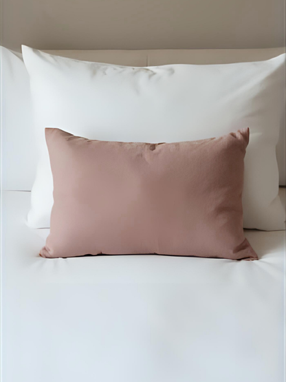 100% flax linen Rosewood Pink small boudoir pillow with zipper closure – OEKO-TEX Standard 100, luxe accent