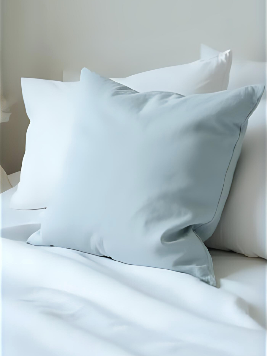 100% flax linen Sky Blue Euro square pillowcase with zipper – OEKO-TEX Standard 100, luxury and heirloom