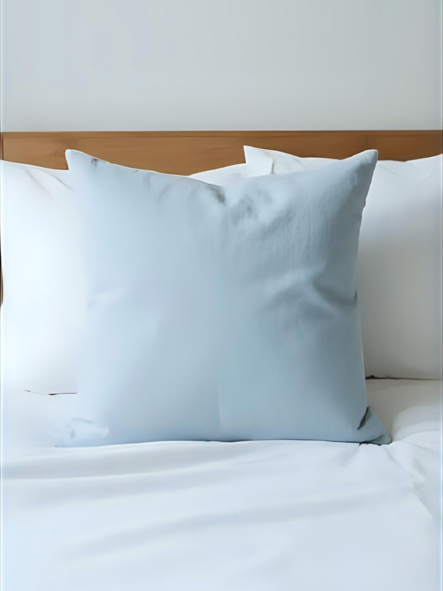 100% flax linen Sky Blue Euro square pillow with zipper – OEKO-TEX Standard 100, plush & refined