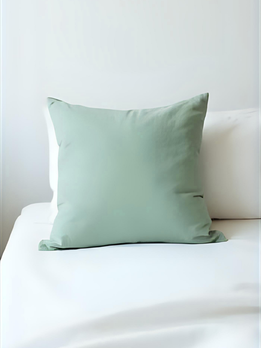 100% flax linen Willow Green large Euro square pillow with zipper – OEKO-TEX Standard 100, plush & refined