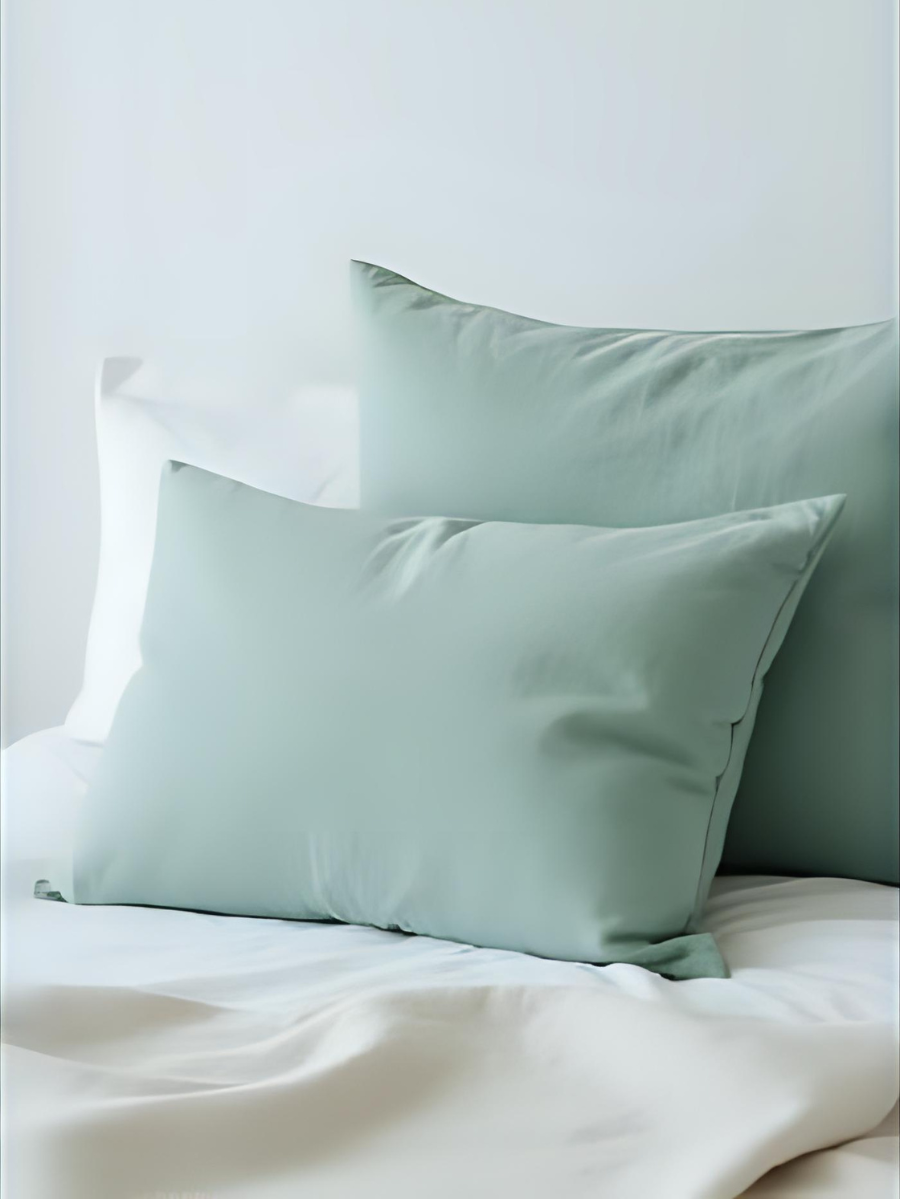 100% flax linen Willow Green standard pillowcase with zipper – OEKO-TEX Standard 100, long & supportive