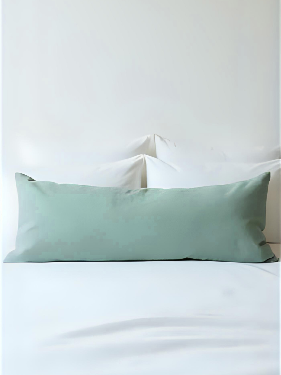 100% flax linen Willow Green body pillowcase with zipper – OEKO-TEX Standard 100, long & supportive