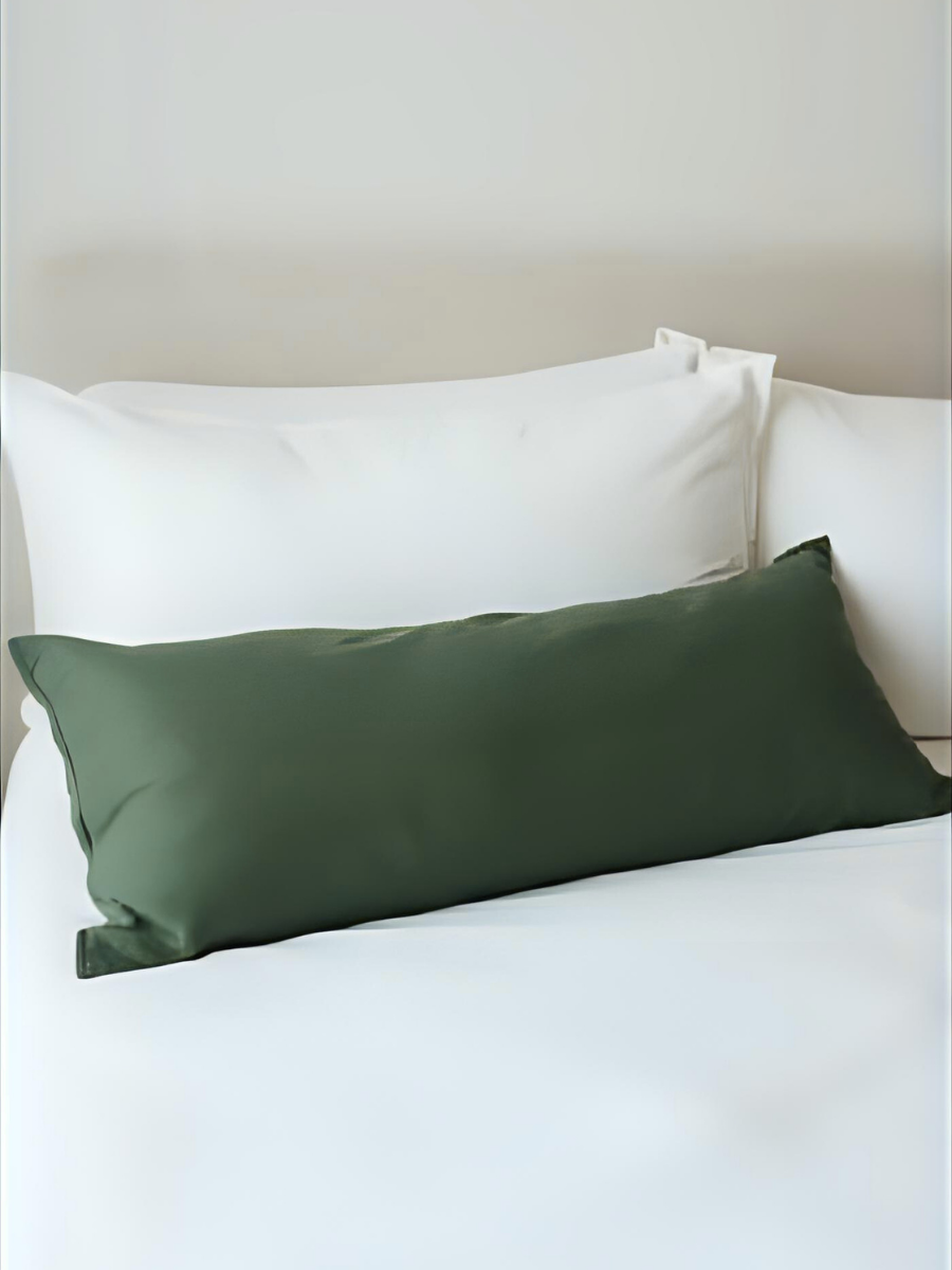 100% flax linen Forest Green body pillowcase with zipper closure – OEKO-TEX Standard 100, luxe accent