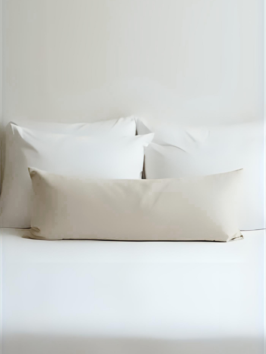 100% flax linen Natural Beige body pillow with zipper – OEKO-TEX Standard 100, long & supportive
