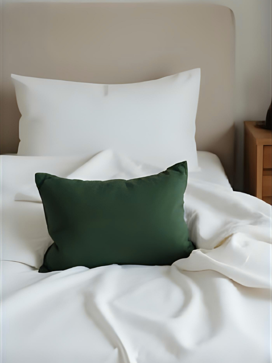 100% flax linen Forest Green small boudoir pillow with zipper closure – OEKO-TEX Standard 100, luxe accent