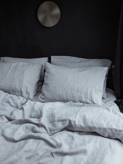 Moonlit Grey 100% Flax Linen Duvet Cover Sets