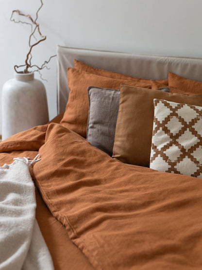 Cinnamon Brown 100% Flax Linen Duvet Cover Sets