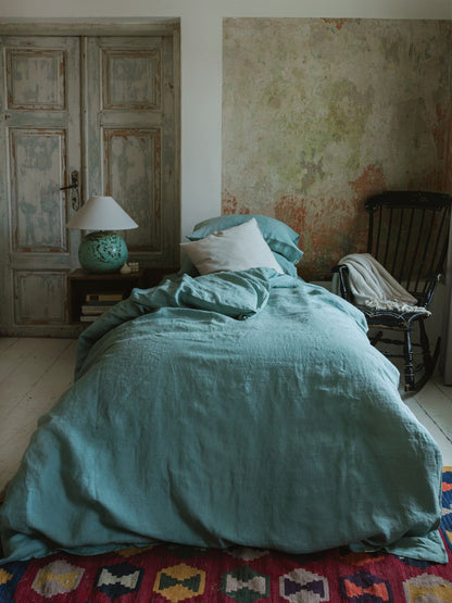 Willow Green 100% Flax Linen Duvet Cover Sets