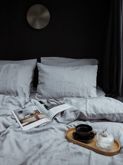 Moonlit Grey 100% Flax Linen Duvet Cover Sets