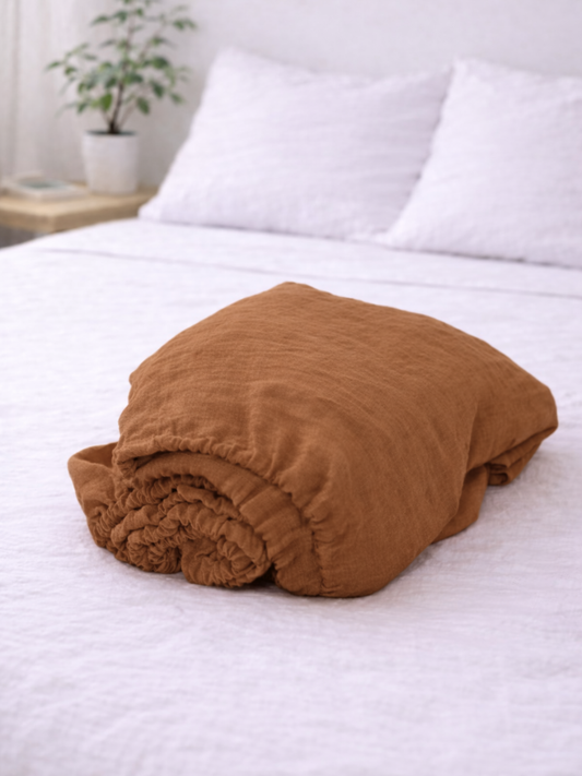 Cinnamon Brown 100% Flax Linen Sheet Set