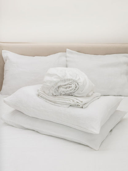 Magnolia White 100% Flax Linen Sheet Sets