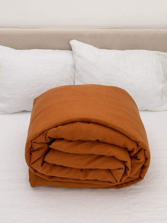 Cinnamon Brown 100% Flax Linen Toddler Pure Luxe Duvet Covers