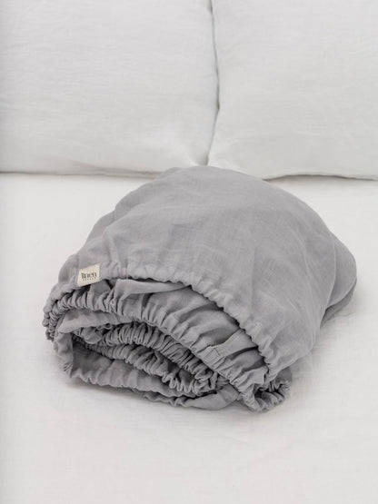 Moonlit Grey 100% Flax Linen Baby Pure Luxe Fitted Sheets