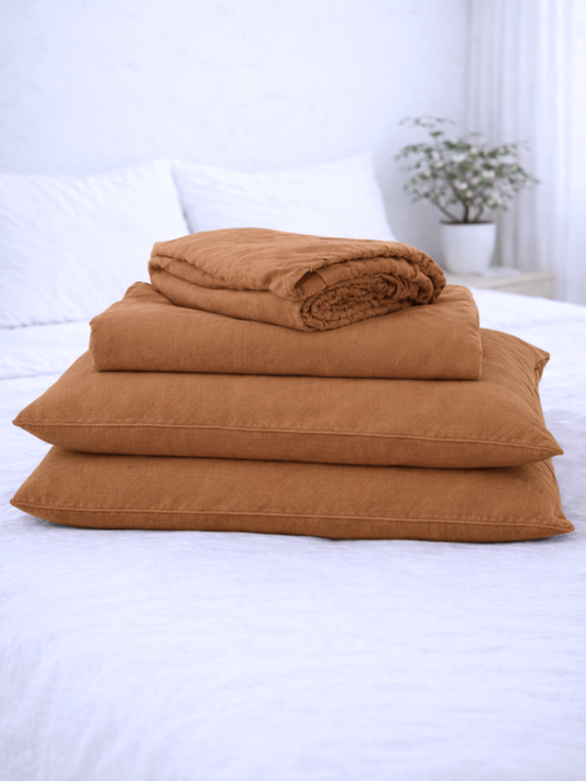 Cinnamon Brown 100% Flax Linen Sheet Set