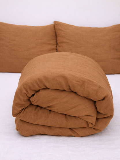 Cinnamon Brown 100% Flax Linen Duvet Cover