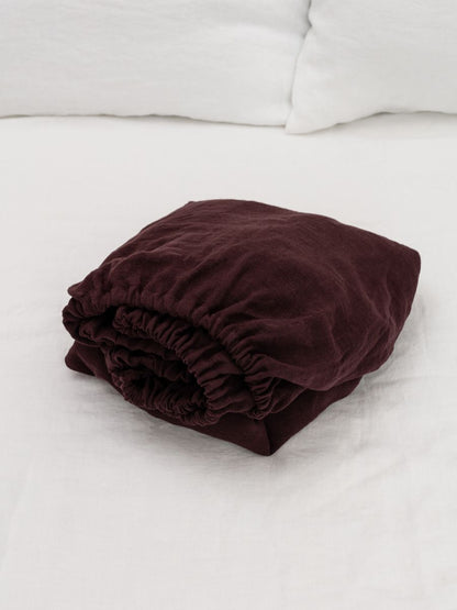 Elderberry Purple 100% Flax Linen Toddler Pure Luxe Fitted Sheets
