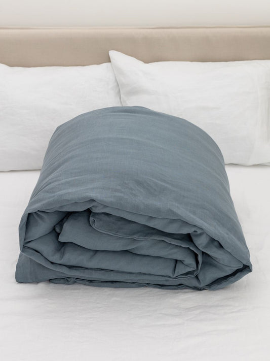 Baltic Blue 100% Flax Linen Toddler Pure Luxe Duvet Covers