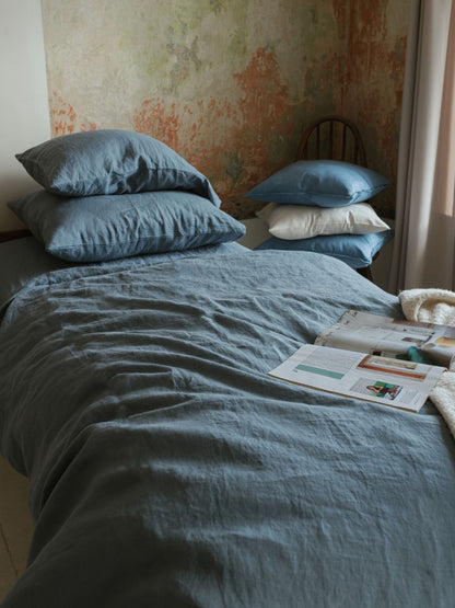 Baltic Blue 100% Flax Linen Duvet Cover Sets