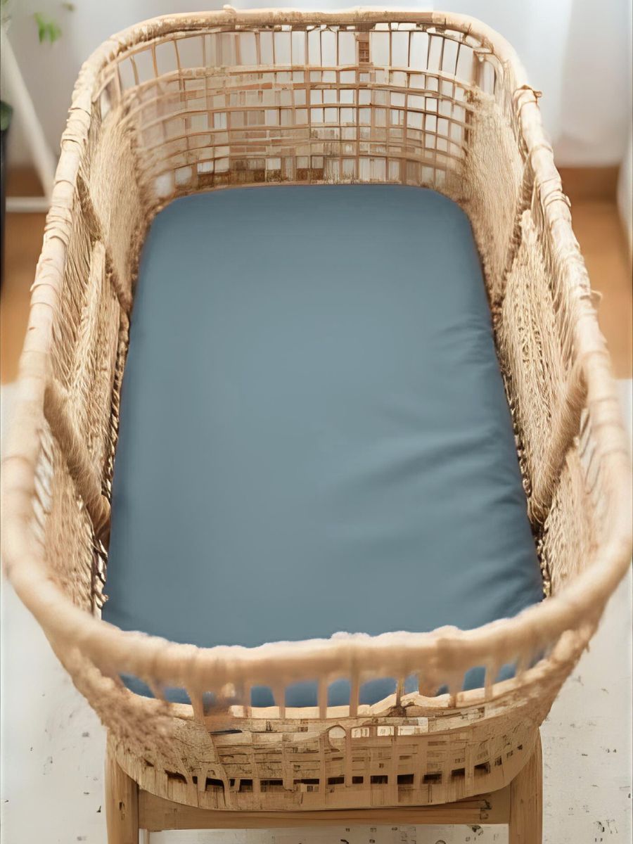 Baltic Blue 100% Flax Linen Baby Pure Luxe Fitted Sheets