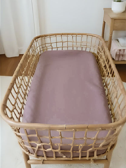 Rosewood Pink 100% Flax Linen Baby Pure Luxe Fitted Sheets