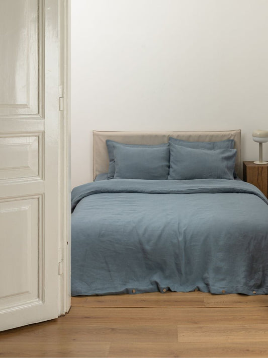 Baltic Blue 100% Flax Linen Duvet Cover Sets