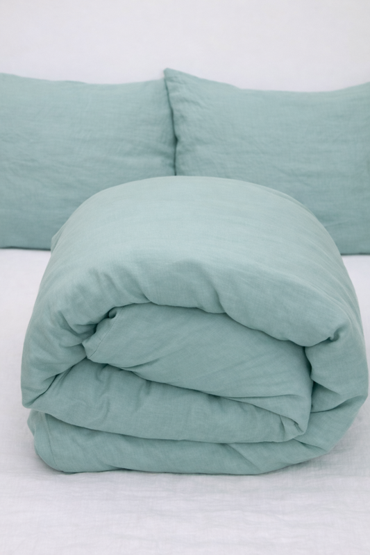 Willow Green 100% Flax Linen Duvet Cover