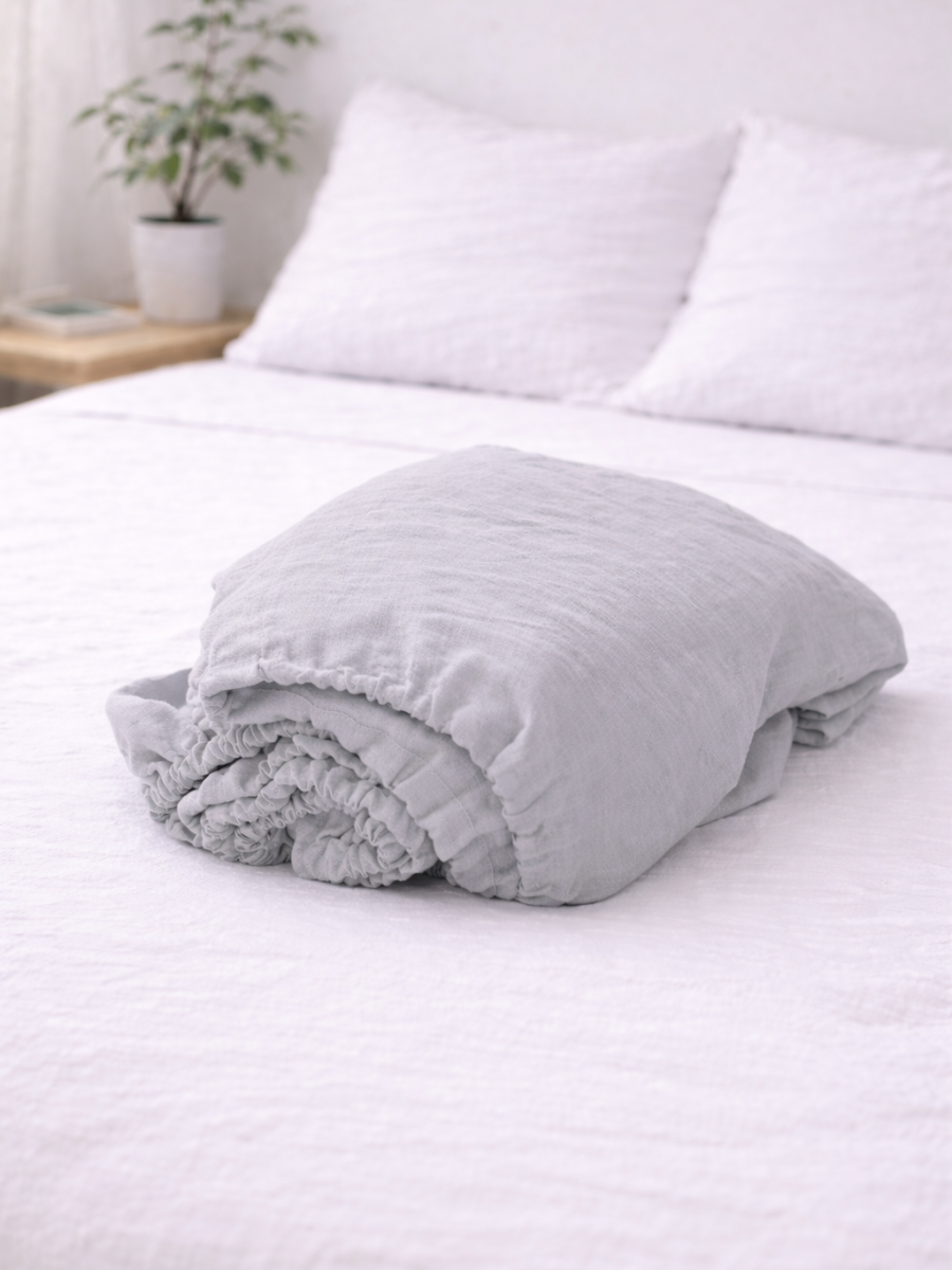 Moonlit Grey 100% Flax Linen Deep Pocket Sheet Set