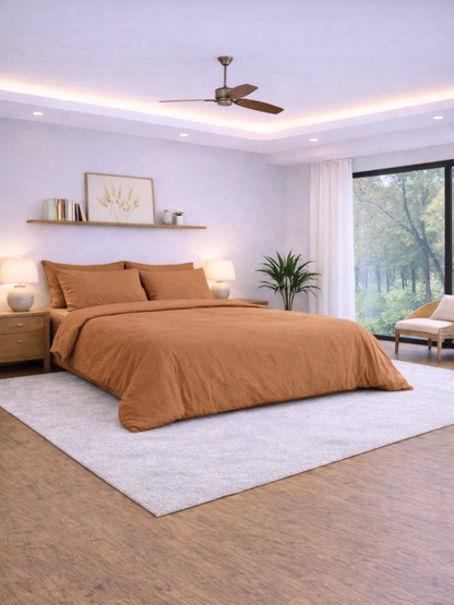 Cinnamon Brown 100% Flax Linen Duvet Cover