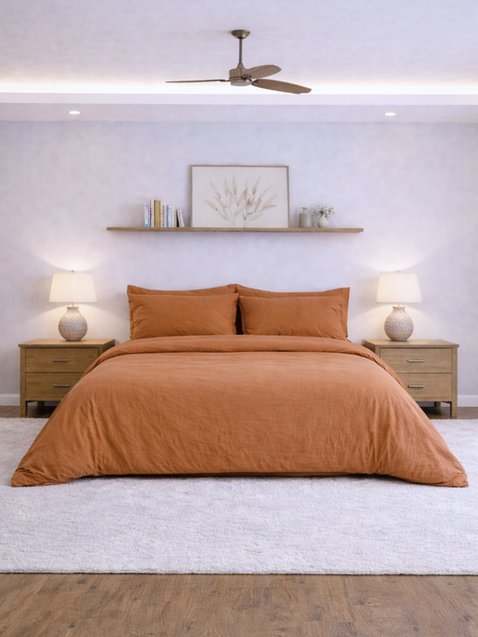 Cinnamon Brown 100% Flax Linen Duvet Cover Set