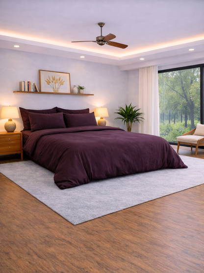 Elderberry Purple 100% Flax Linen Duvet Cover Set