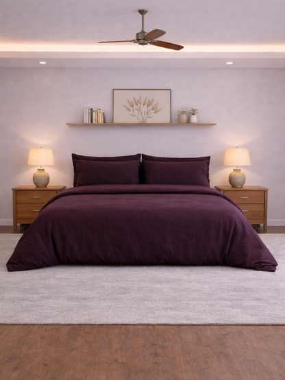Elderberry Purple 100% Flax Linen Duvet Cover Set