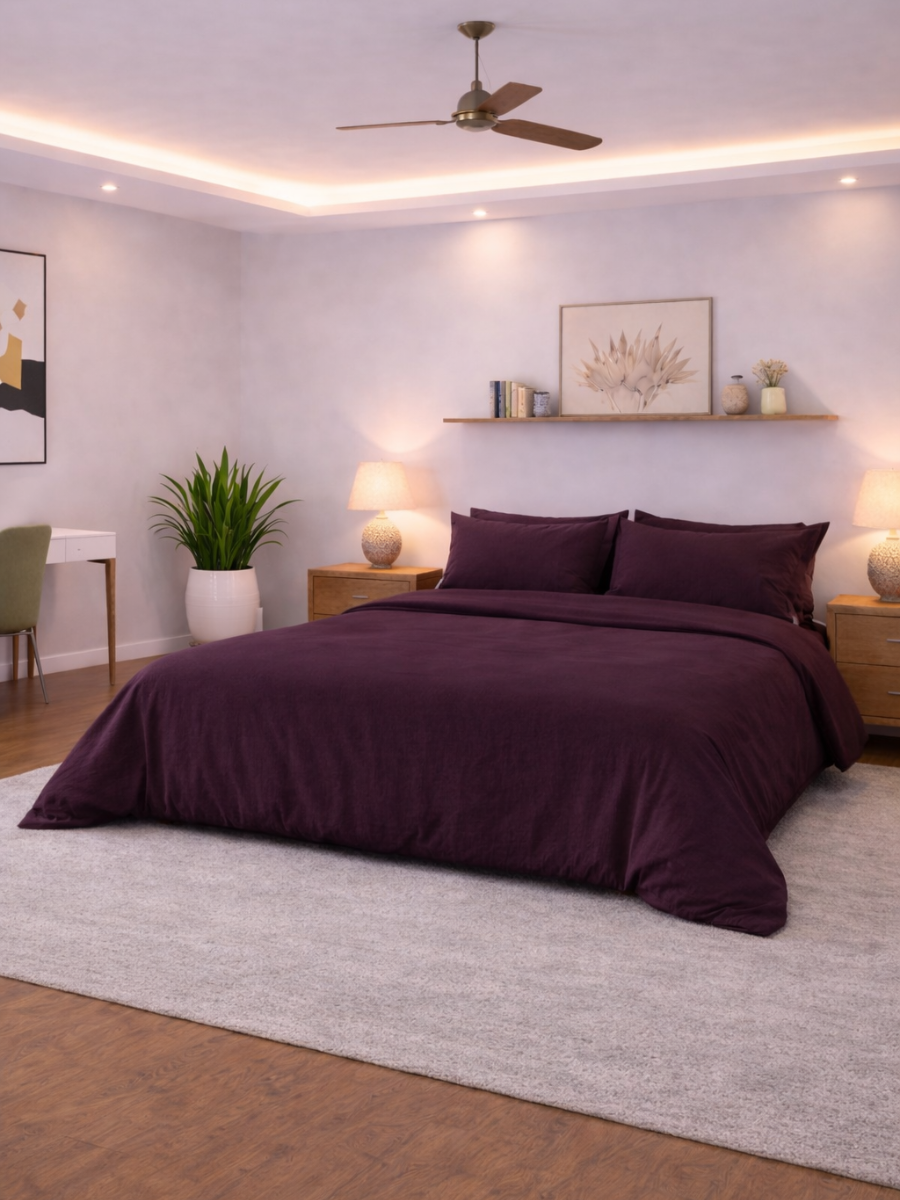 Elderberry Purple 100% Flax Linen Duvet Cover Set