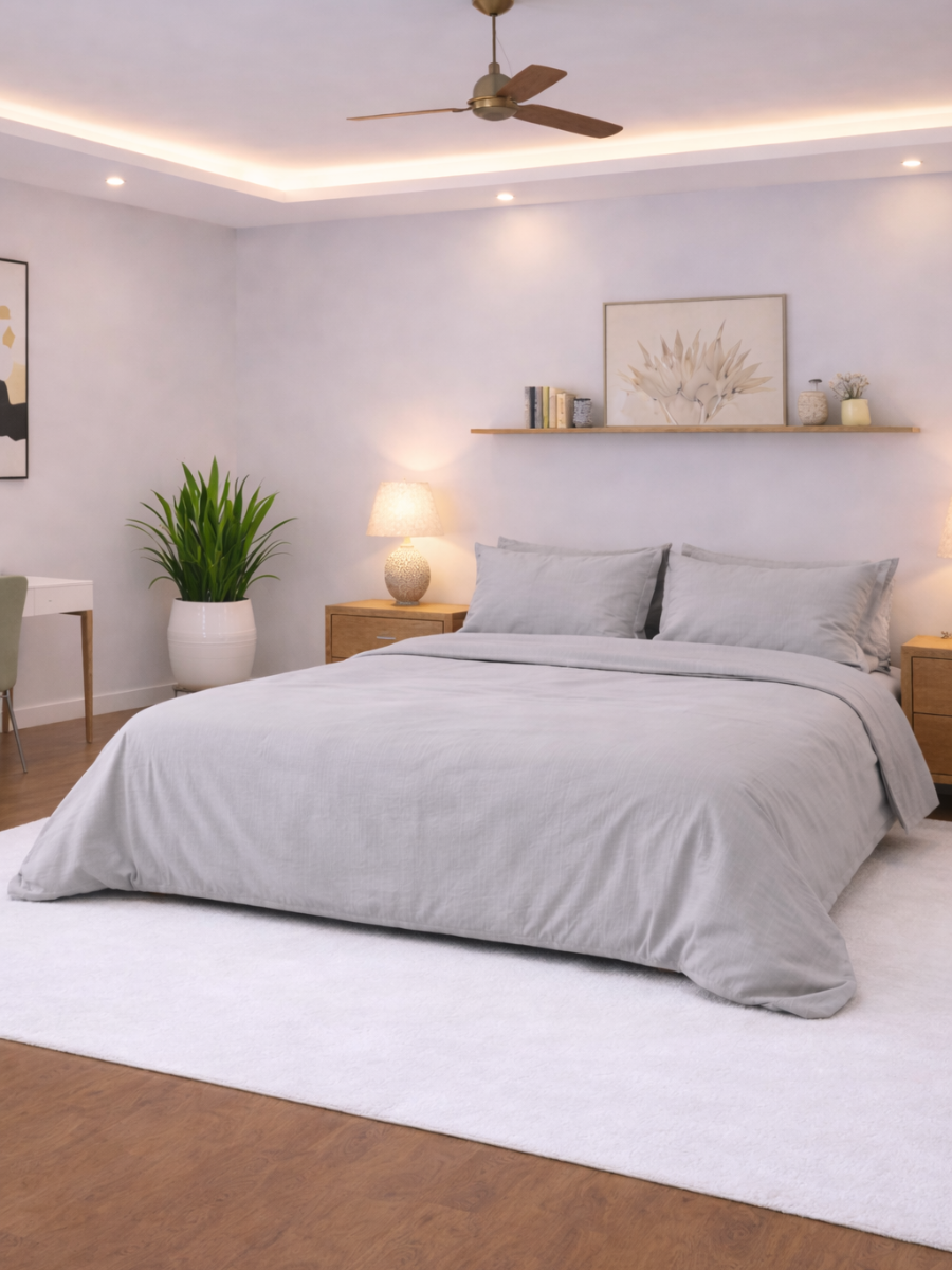Moonlit Grey 100% Flax Linen Duvet Cover