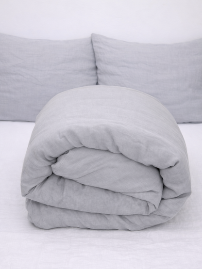 Moonlit Grey 100% Flax Linen Duvet Cover