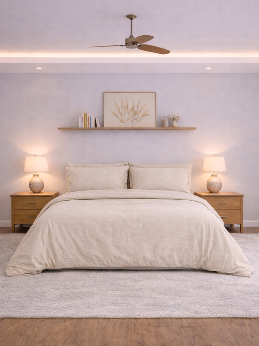Natural Beige 100% Flax Linen Duvet Cover Set