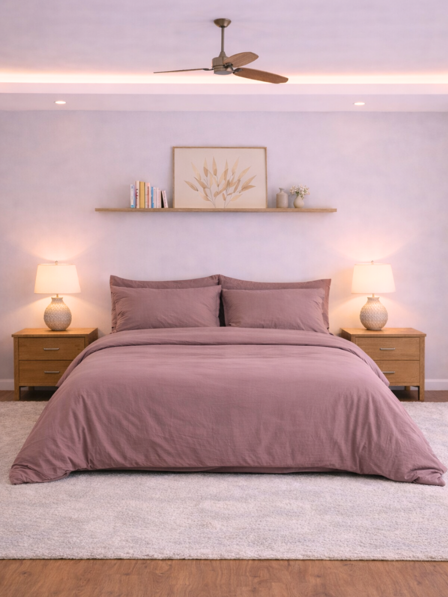 Rosewood Pink 100% Flax Linen Duvet Cover Set