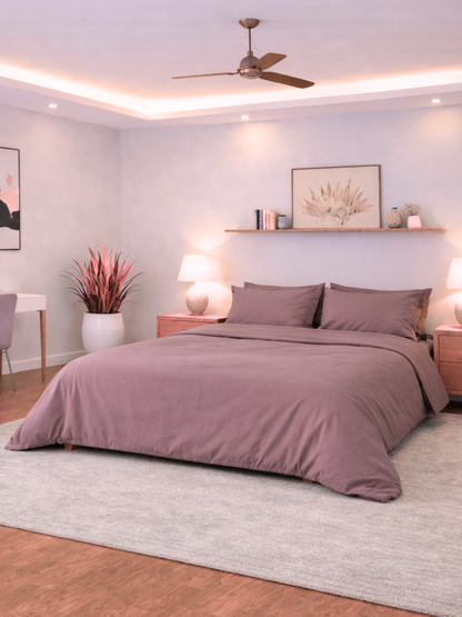 Rosewood Pink 100% Flax Linen Duvet Cover Set