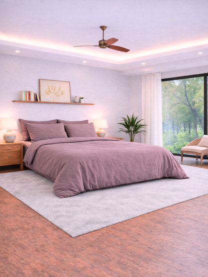 Rosewood Pink 100% Flax Linen Duvet Cover Set